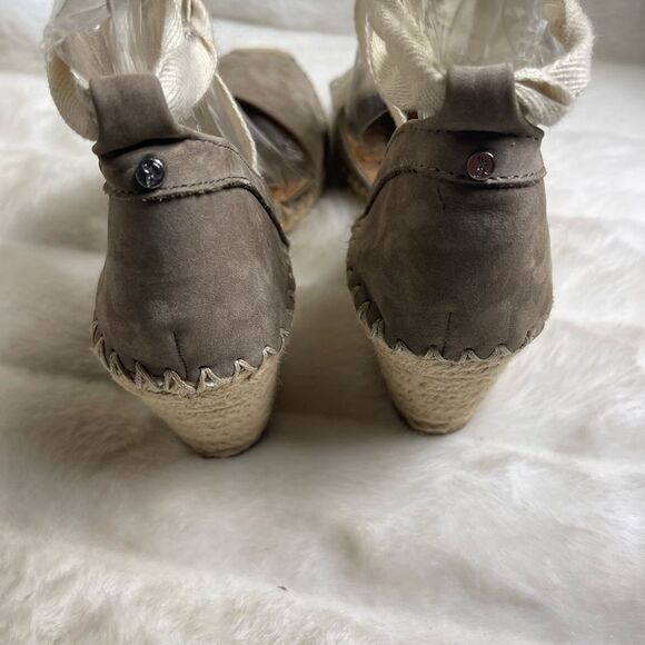 Sam Edelman patsy leather suede taupe Espadrilles wedge lace up sandals … - Picture 3 of 7